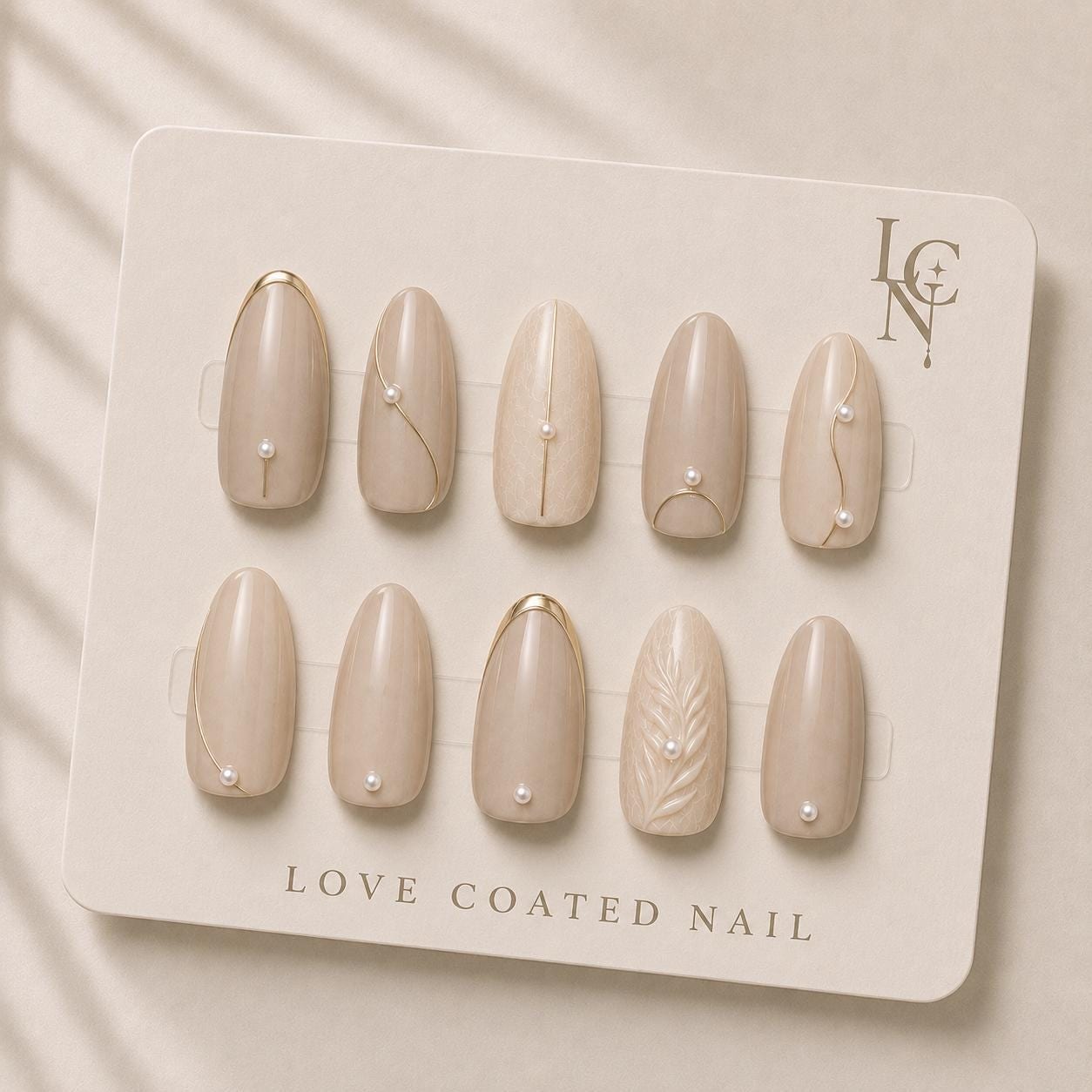 Pearl Press On Nails | Elegant Nude Almond Nails | Bridal Wedding Nails | Classy Minimalist Nail Set | Quiet Luxury Nails