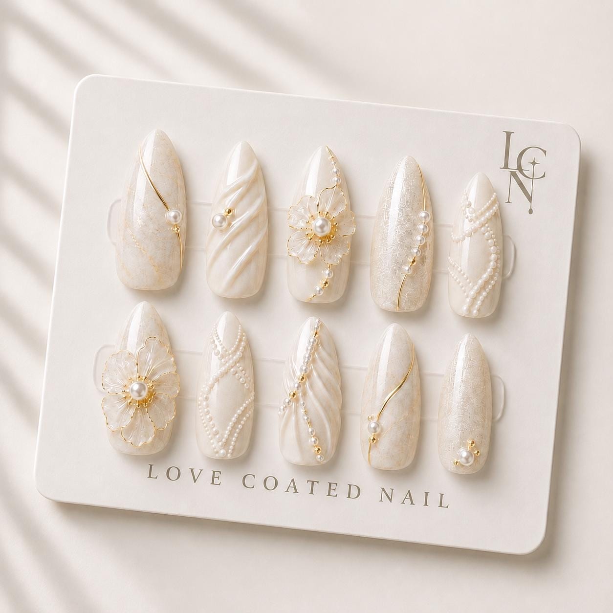 Bridal Nails, Bridal Press On Nails, Wedding Nails, Wedding Press On Nails, Pearl Bridal Nails, Luxury Bridal Nails