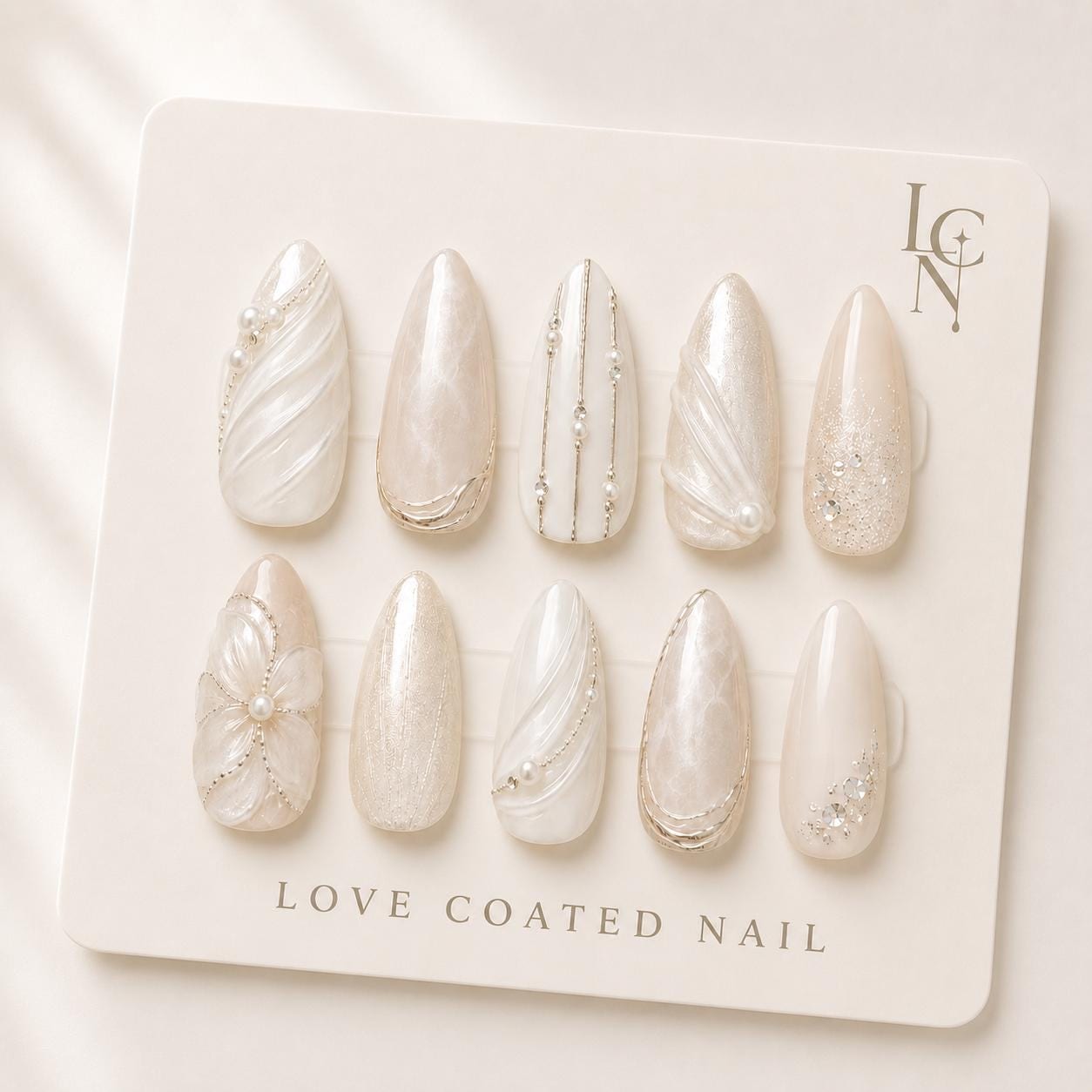 Bridal Nails, Bridal Press On Nails, Wedding Nails, Wedding Press On Nails, Pearl Bridal Nails, Ivory Wedding Nails