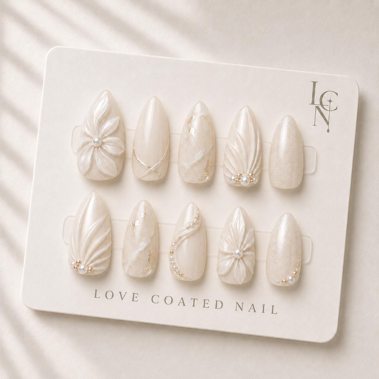 Bridal Nails, Bridal Press On Nails, Wedding Nails, Wedding Press On Nails, Pearl Bridal Nails, Ivory Wedding Nails