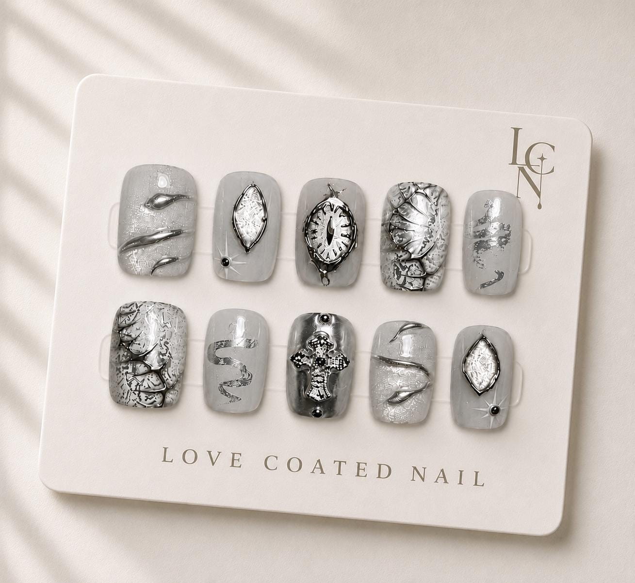 Gothic Nails, Gothic Press On Nails, Gothic Fake Nails, Silver Gothic Nails, Vintage Clock Press On Nails, Personalized Zodiac Nails