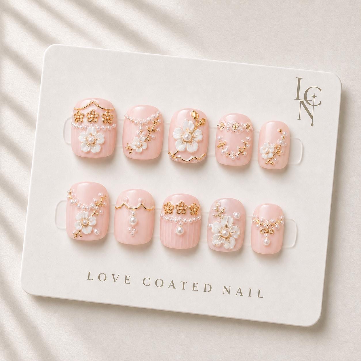 Coquette Nails, Coquette Press On Nails, Floral Nails, Pearl Nails, Pink Press On Nails, Extra Short Press On Nails
